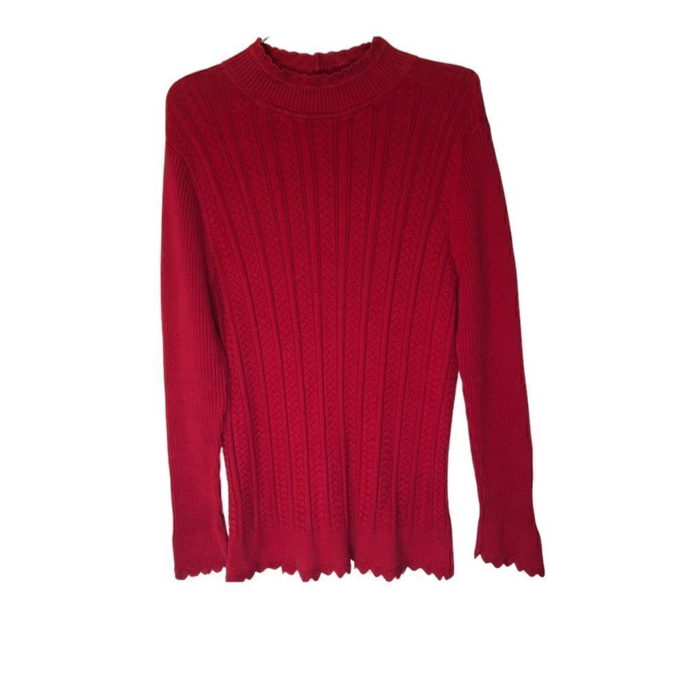 JEANNE PIERRE Red Medium Thick Sweater Long Sleeves Previously Owned